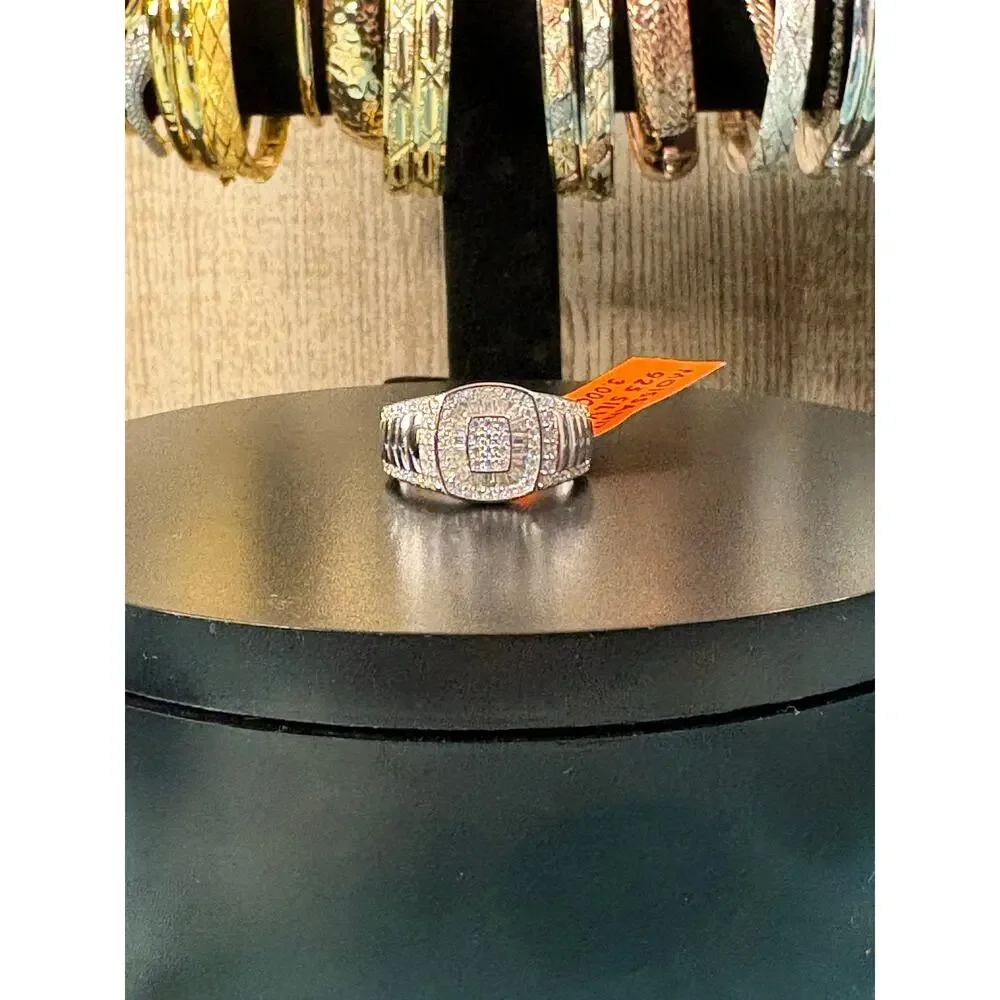 SZ. 10 Men's 3CTW Moissanite 925 Silver Ring - Picture 3 of 10